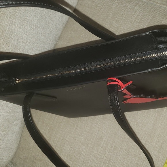 Kate Spade Tote Handbag with Matching Wallet - Black with Crab Accessory - Picture 6 of 12